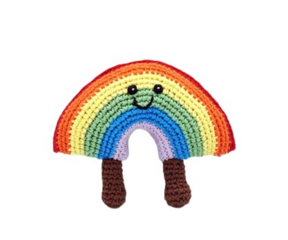 Crochet rainbow baby rattle